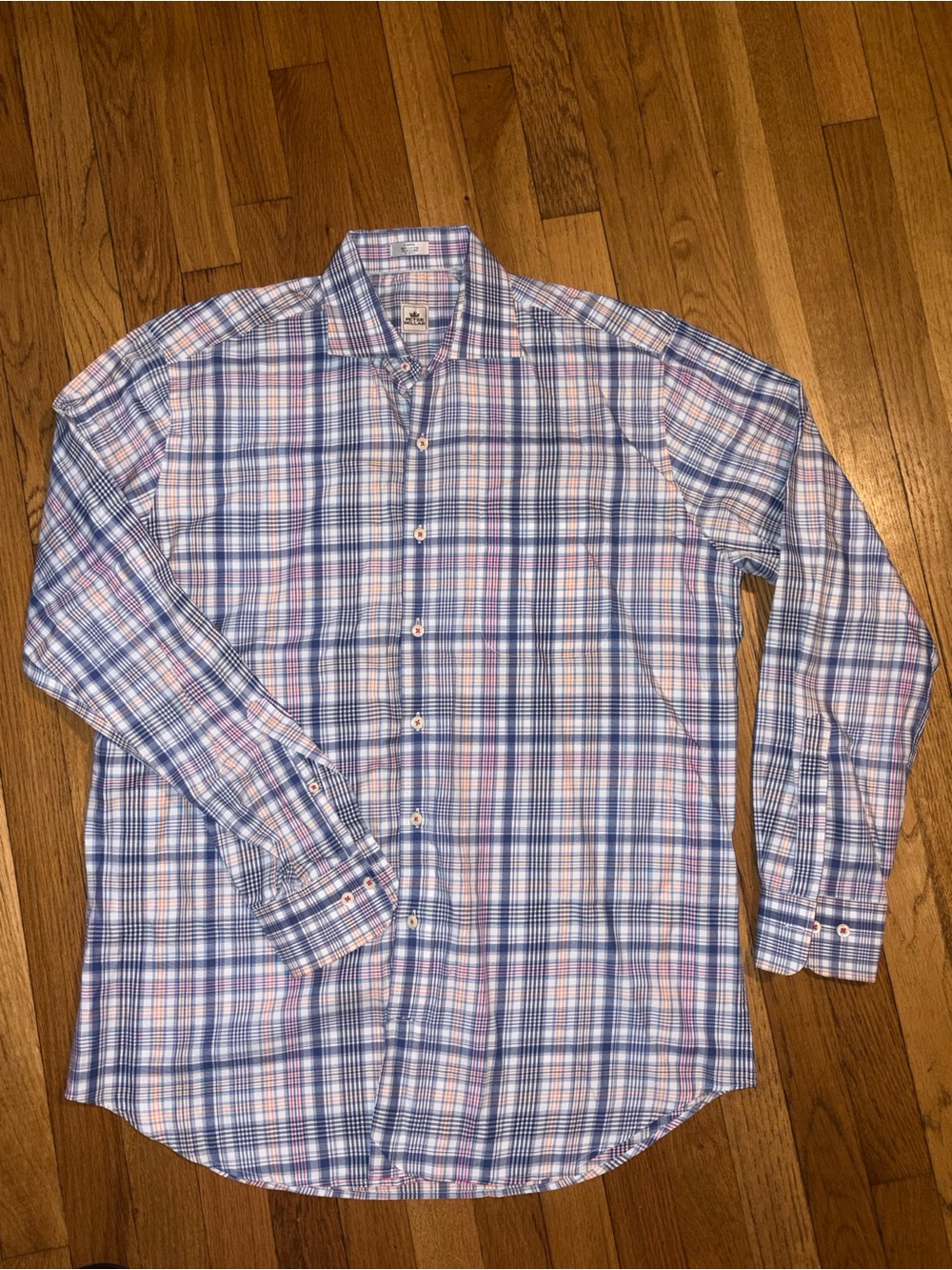 Peter Millar Plaid Dress Shirt Mens Large